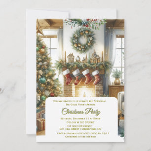 Living Room and Christmas Tree Holiday Invitation