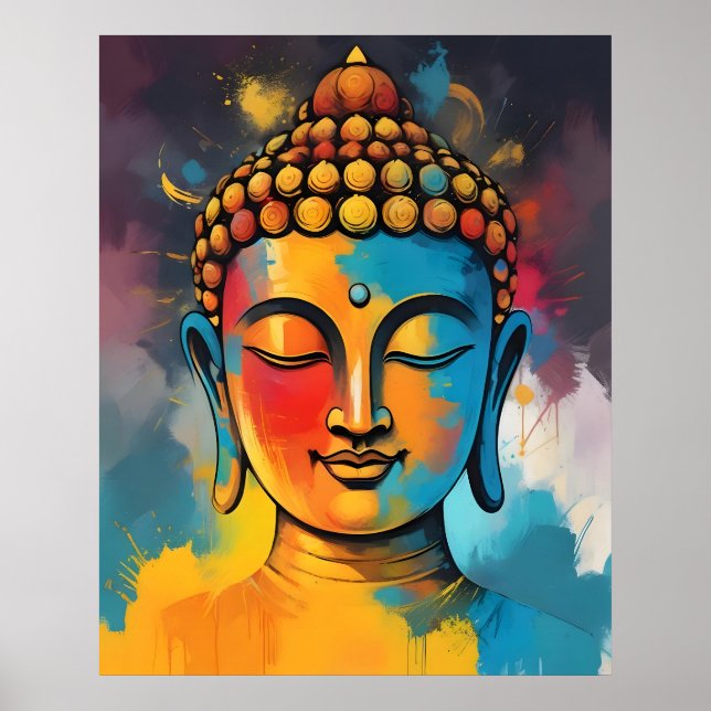 Living Room Colorful Abstract Buddha Painting Poster (Front)