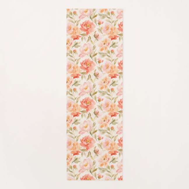 Living Room Decor Watercolor Pink Green Bloom Yoga Mat