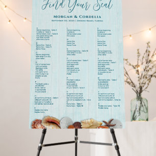 Living Seas Beach Wedding Wood Seating Chart Foam Board