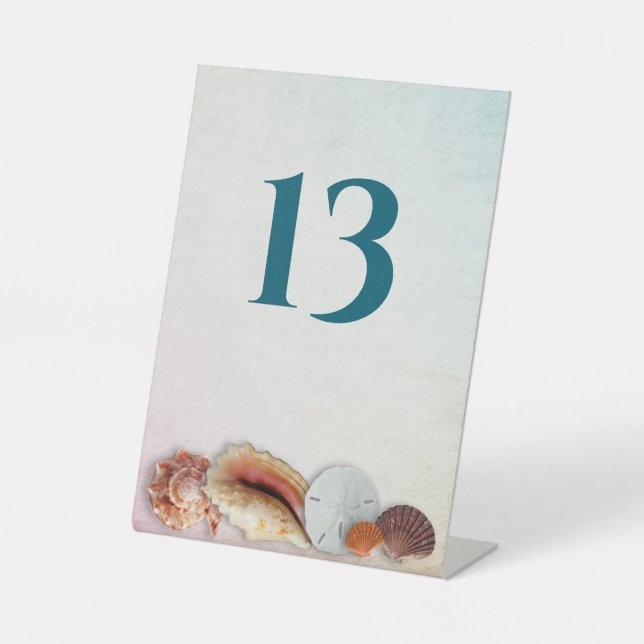 Living Seas Seashells Table Number Pedestal Sign (Front)