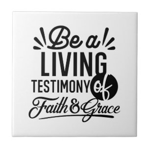 Living Testimony Bible Quote Christian Motivation Ceramic Tile