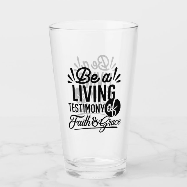 Living Testimony Bible Quote Christian Motivation Glass (Front)