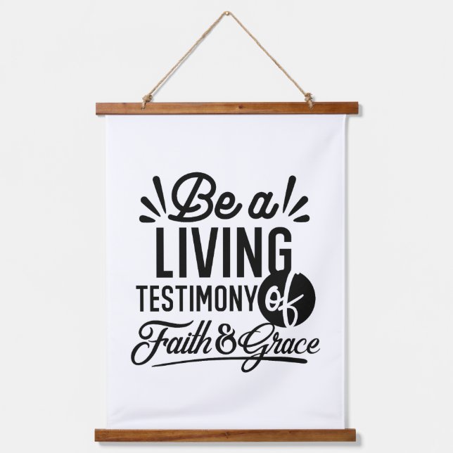 Living Testimony Bible Quote Christian Motivation Hanging Tapestry (Front)