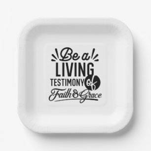 Living Testimony Bible Quote Christian Motivation Paper Plates