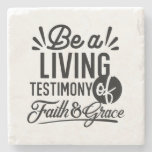 Living Testimony Bible Quote Christian Motivation Stone Coaster