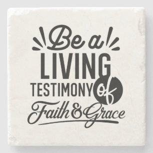 Living Testimony Bible Quote Christian Motivation Stone Coaster