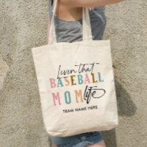 LIVING THAT BASEBALL MOM LIFE TOTE BAG