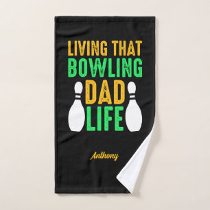 Living That Bowling Dad Life Funny Named Simple Hand Towel