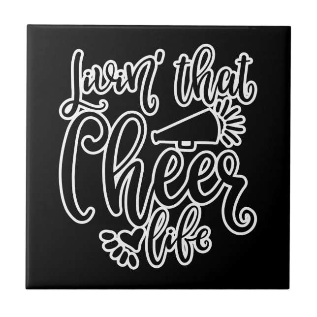 Living That Cheer Life Cheerleaders Design Ceramic Tile (Front)