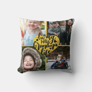 Living That Grandma Life Photo Collage Message Throw Pillow