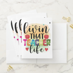 Living That Teacher Life - Gift For Teachers Pocket Folder
