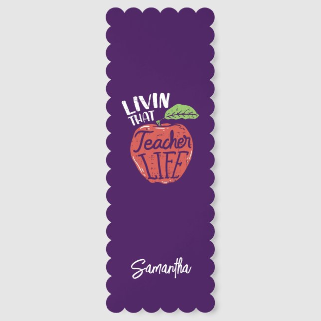 Living that Teacher Life Modern Script Custom Bookmarks (Front)