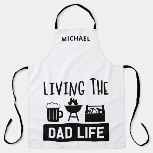 Living The Dad Life BBBQ Beer Personalized Name Apron