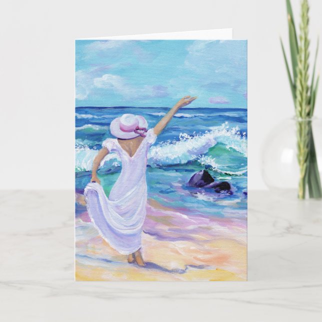 Living the Dream at the Beach Aloha Greeting Card (Front)