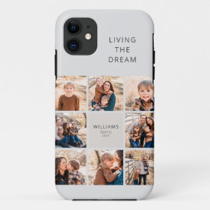 Living the Dream Custom Eight Photo Family Collage iPhone 11 Case
