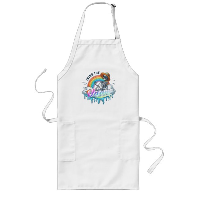 Living The Dream - Skeleton Long Apron (Front)