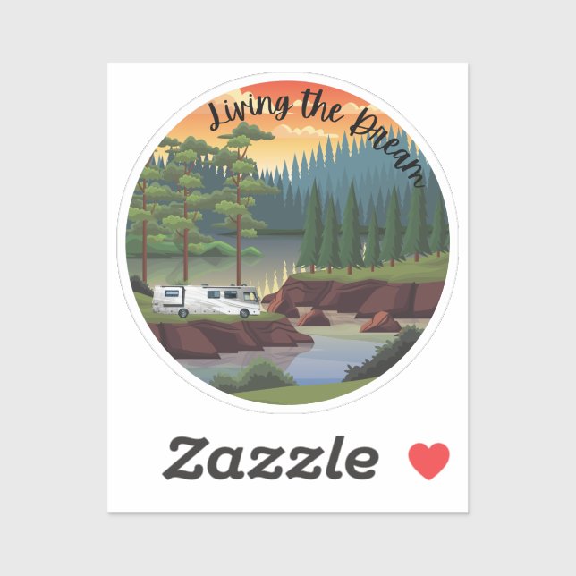 Living The Dream With Class A Motorhome Sticker (Sheet)