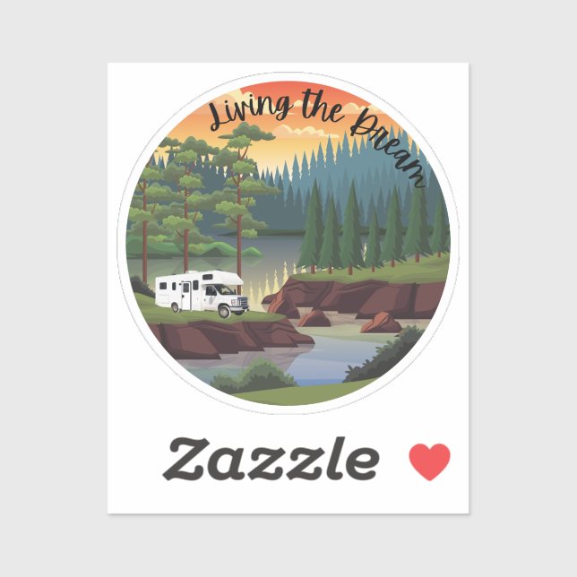 Living The Dream With Class C Motorhome Sticker (Sheet)
