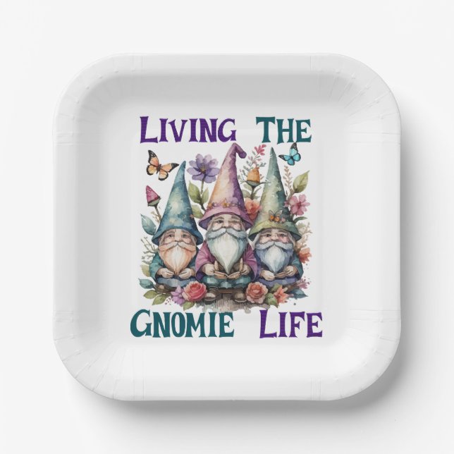 Living The Gnome Life Paper Plates (Front)