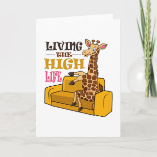 Living The High Life Funny Giraffe Sitting on sofa Card