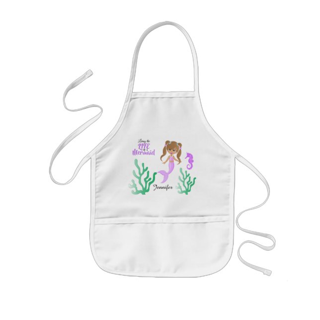 Living the Life of a  🧜‍♀️ Mermaid - Lavender Kids' Apron (Front)