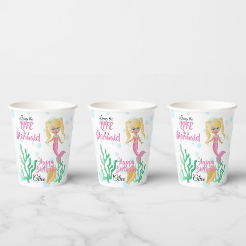 Living the Life of a Mermaid _ Pink Paper Cup