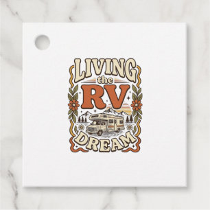 Living the RV Dream Vintage Camping Shirt Design_1 Favor Tags