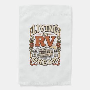 Living the RV Dream Vintage Camping Shirt Design_1 Garden Flag