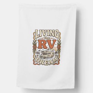 Living the RV Dream Vintage Camping Shirt Design_1 House Flag