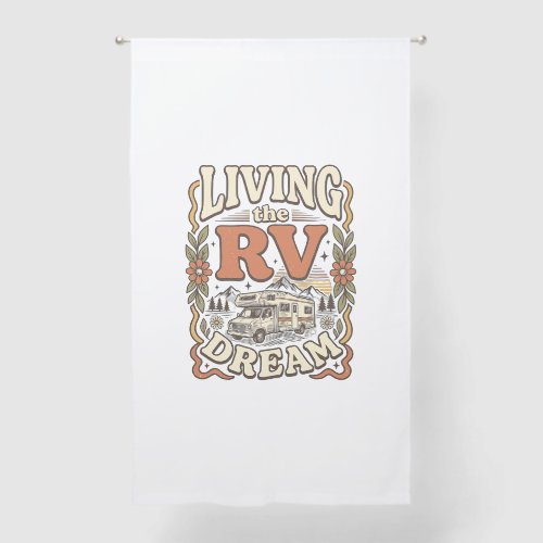 Living the RV Dream Vintage Camping Shirt Design_1 Sheer Curtains