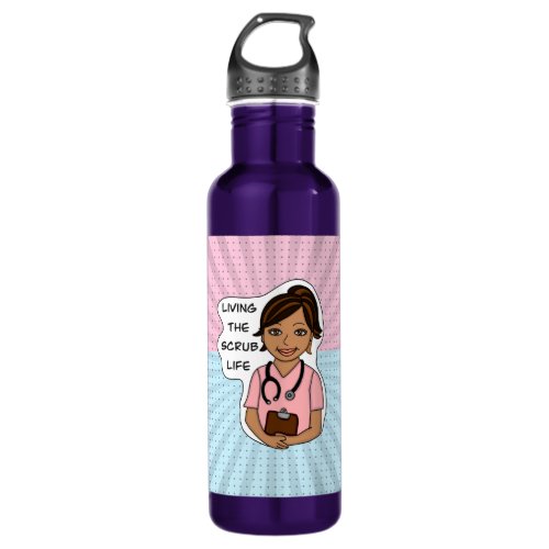 Living the Scrub Life  Medical Professional Humor Stainless Steel Water Bottle