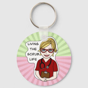 Living the Scrubs Life Medical Professional Humo Keychain