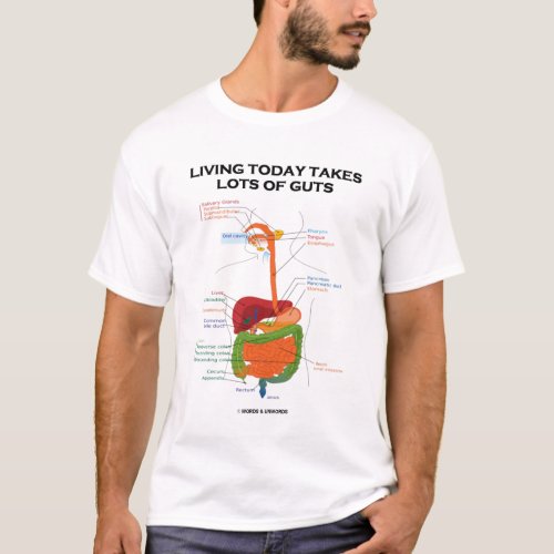 Living Today Takes Lots Of Guts Digestive System T_Shirt