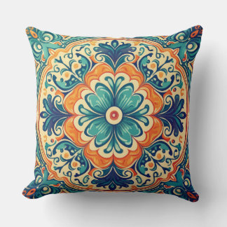 Living Tradition: Portuguese Tiles Reimagined Throw Pillow