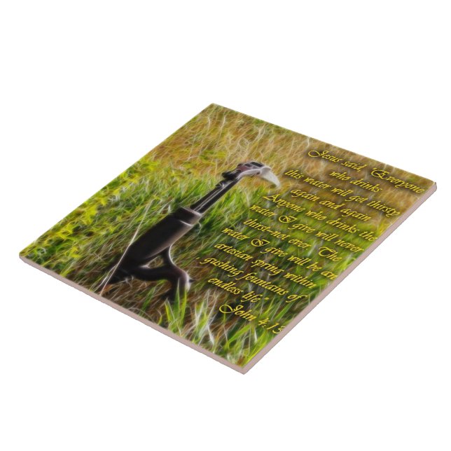 Living Water John 4 Inspirational Ceramic Tile (Side)