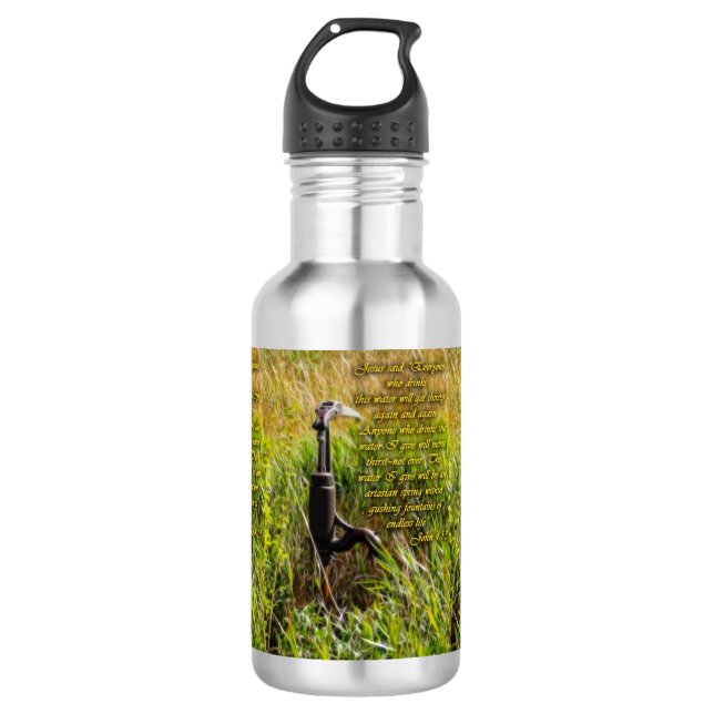 Living Water John 4 Inspirational Stainless Steel Water Bottle (Front)