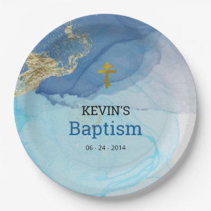 Living Waters Orthodox Christian Baptism Paper Plates