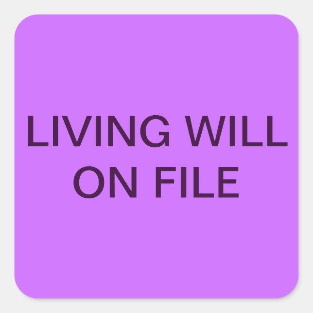 Living Will on File Chart Label (Front)