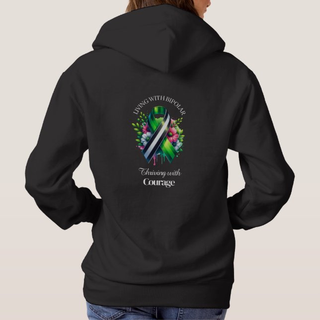 Living with Bipolar | Thriving with Courage Hoodie (Back)