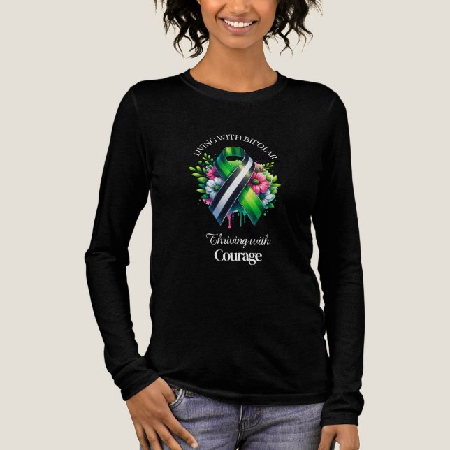 Living with Bipolar | Thriving with Courage Tri-Blend Shirt (Front)