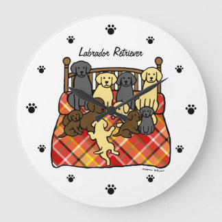 Living with Labradors Cartoon Large Clock