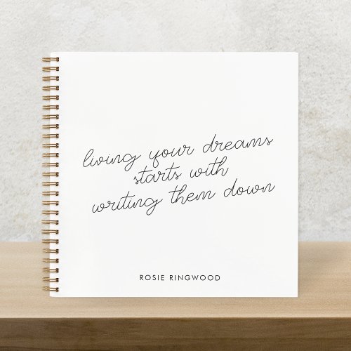 Living your Dreams Minimal White Journal Notebook