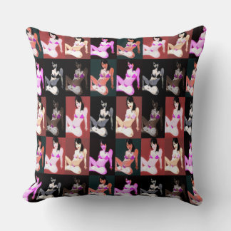 LivingDoll 7 Collage Throw Pillow