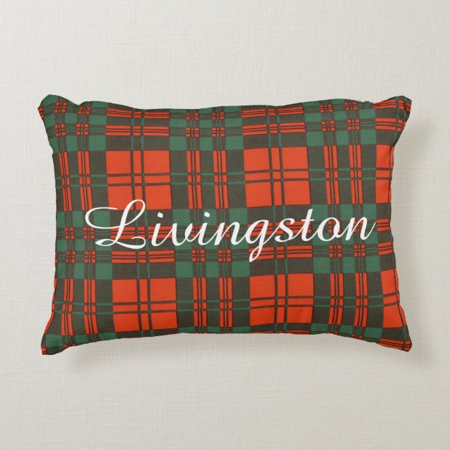 Livingston clan Plaid Scottish tartan Decorative Pillow (Front)