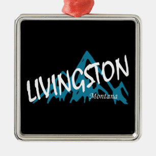 Livingston Montana Mountain Metal Ornament