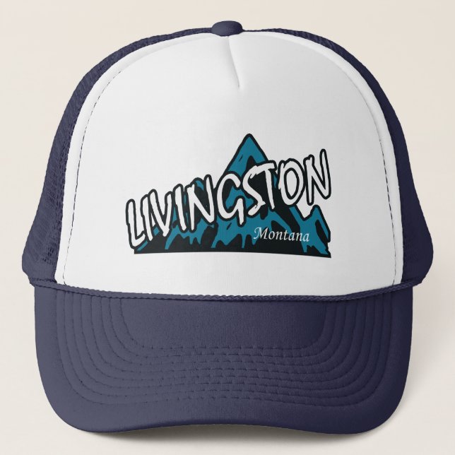 Livingston Montana Mountain Trucker Hat (Front)