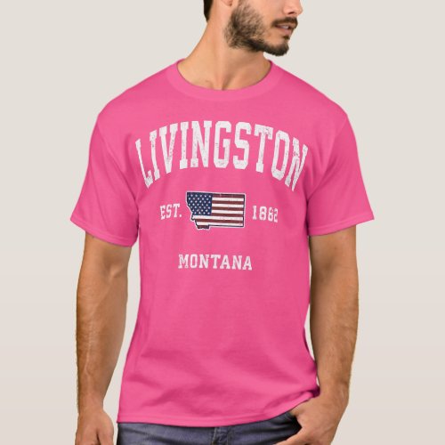 Livingston Montana MT Vintage American Flag Sports T_Shirt
