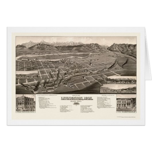 Livingston, MT Panoramic Map - 1884 Cards (Front Horizontal)