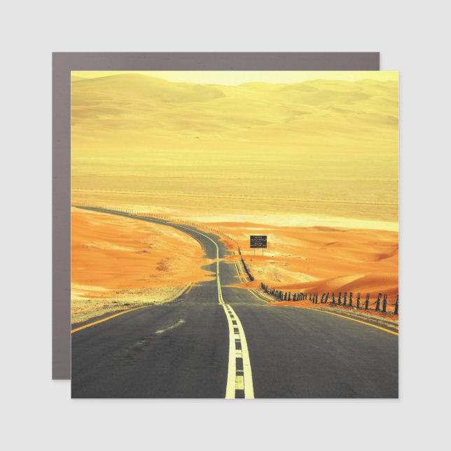 Liwa Oasis Asphalt Road, Dunes. Car Magnet (Front)